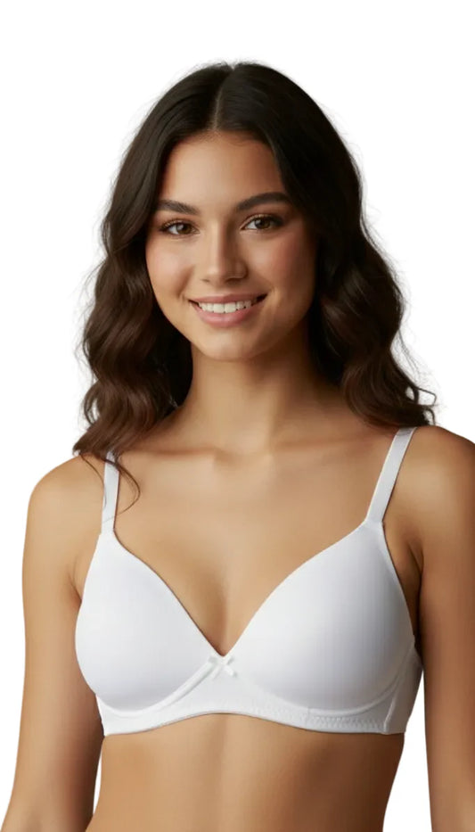 GIRL PACK OF 3 NON WIRED LIGHTLY PADDED BRAS-LBLUE/WHITE/LAVENDER